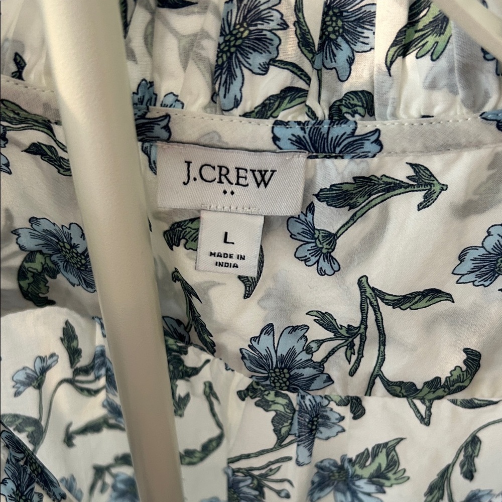 J. Crew Blue Floral Ruffle Sleeveless Button-down Blouse, NWOT - Picture 3 of 5